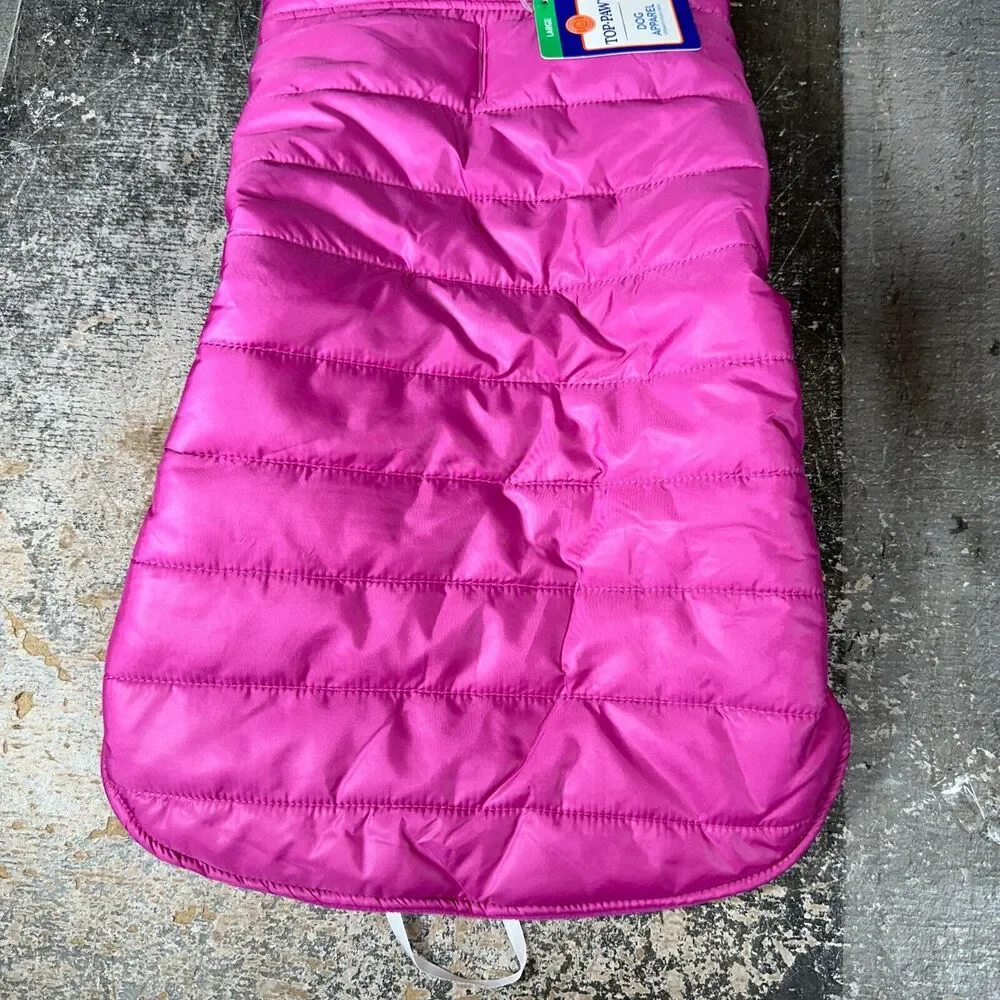 Top-Paw Dog Puffer Jacket Size‎ Large Pink Dot New w/tags